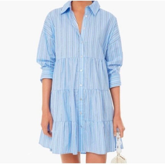 Pomander Place Dresses & Skirts - Tuckernuck Pomander Place Shades of Blue Stripe Cara Dress Shirt Mini Preppy S